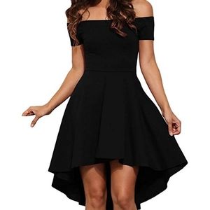 GENHOO BLACK WOMEN'S Off Shoulder COCKTAIL DRESS